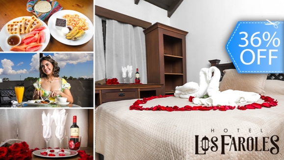 [Image: ¡Paga Q699 en Vez de Q1,100 por Estadía Romántica para 2 Personas que Incluye: Noche de Hospedaje en Hotel Los Faroles en Cobán + Decoración Romántica con Pétalos de Rosa + Vino + 2 Desayunos!m]