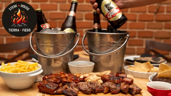 [Image: ¡After Office! ¡Paga Q299 en Vez de Q500 por Parrillada Mixta de 2 Lb que Incluye: Puyazo o Lomito + Costilla de Cerdo BBQ + Filete de Pollo + Chorizo Argentino + Chimichurri + Chirmol + 2 Acompañamientos a Elección + 1 Cubetazo de 6 Cervezas Gallo!m]
